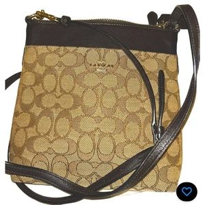 COACH SIGNATURE OUTLINE CROSSBODY/SHOULDER BAG LEATHER STRAP & TRIM SIZE Medium